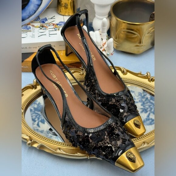 🆕 KURT GEIGER LONDON 🧿 NWOB Regent Floral Sequin Low Heel Slingback Sz 37 US 7 - Picture 8 of 14